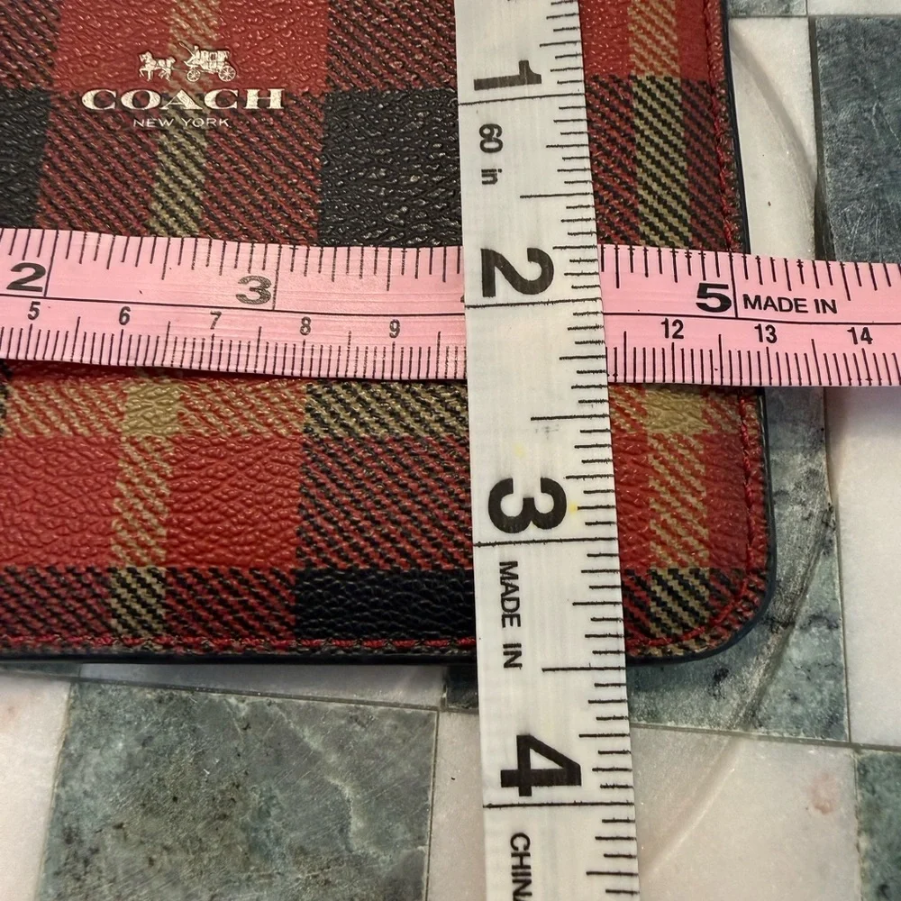 Coach Mini Skinny Id Case With Tartan Plaid Print.NWOT